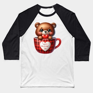 Valentine Bear In Tea Cup Baseball T-Shirt